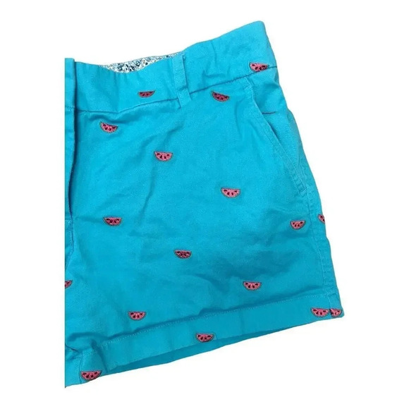 Cambridge Dry Goods Women's 2 Chino Shorts Blue Embroidered Watermelon Design - Picture 3 of 8
